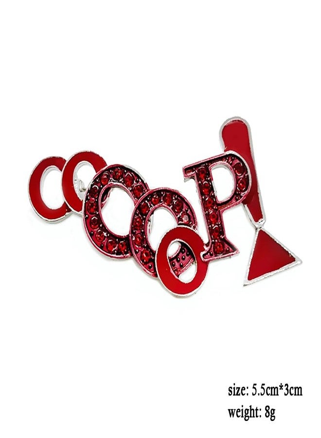 muiot D Sorority Spiritual Symbol Brooch Red Rhinestone Metal Letter OOOOOP PIN For Stylish Women - Image 2